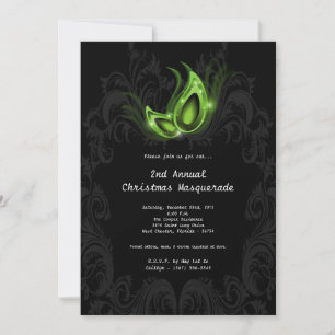5x7 Green Masquerade Noël XMAS Invitation