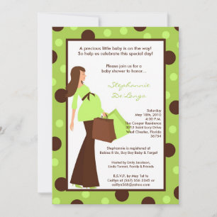 5x7 Green Modern Mod Mom Baby Shower Invitation
