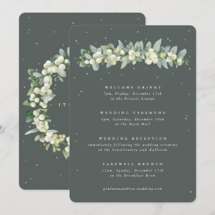 5x7 Green Snowberry+Eucalyptus Wedding Itinerary