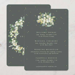 5x7 Green Snowberry+Eucalyptus Wedding Itinerary
