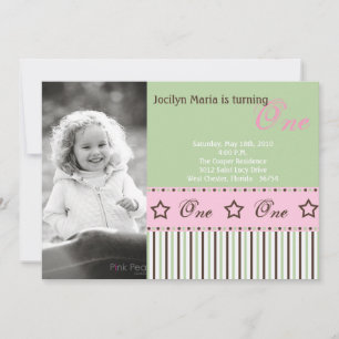 5x7 Green STAR Photo Invitation de fête d'annivers