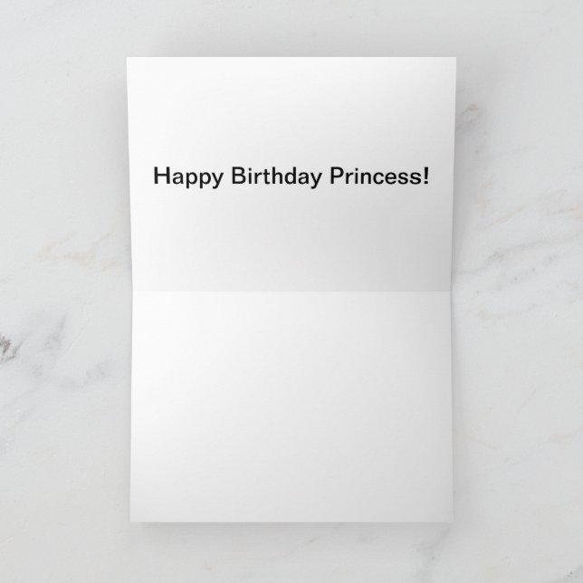 5x7 greeting card.  Happy Birthday Princess!  red  Thank You Card (Inside)