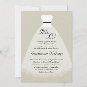 5x7 Grey Dress Quinceanera Birthday Invitation