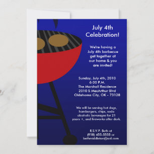 5x7 Grill Summer July 4th Barbecue Invitation