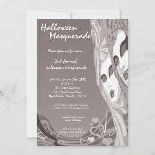 5x7 Gris Masquerade Halloween Costume Invitation