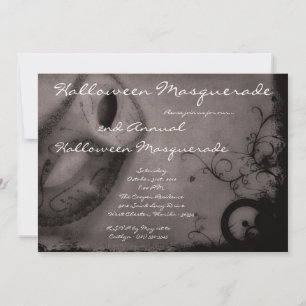 5x7 Gris Masquerade Halloween Costume Invitation