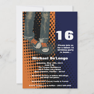 5x7 Grunge Baskets Seize Anniversaire Invitation