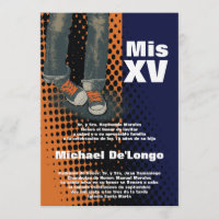 5x7 Grunge Sneaker Quinceanera Birthday Invitation