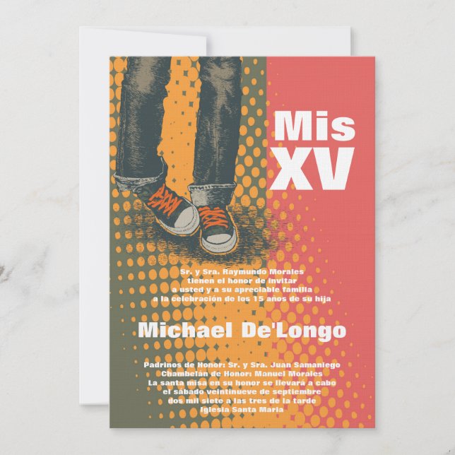 5x7 Grunge Sneaker Quinceanera Birthday Invitation (Front)