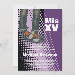 5x7 Grunge Sneaker Quinceanera Birthday Invitation