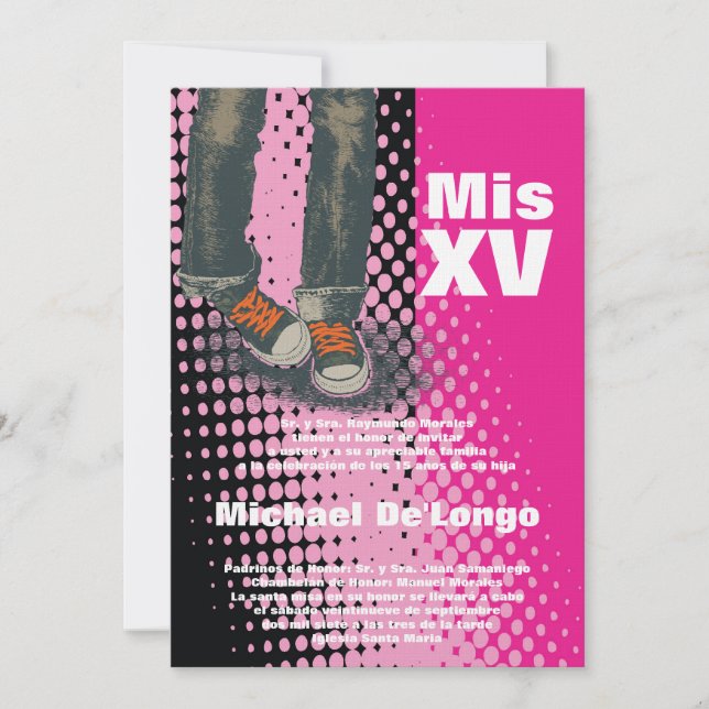 5x7 Grunge Sneaker Quinceanera Birthday Invitation (Front)