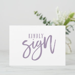 5X7 Guest Book Sign Brush Calligraphy (Lavender)