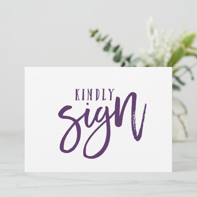5X7 Guest Book Sign | Brush Calligraphy (Plum) Invitation (Standing Front)