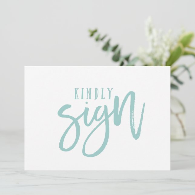 5X7 Guest Book Sign | Brush (Light Turquoise) (Standing Front)