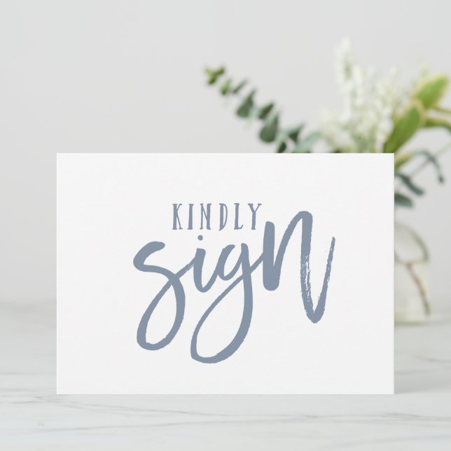 5X7 Guest Book Sign | Brush Script (Dusty Blue) (Standing Front)