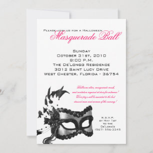 5x7 Halloween Masquerade Ball Mask Invitation
