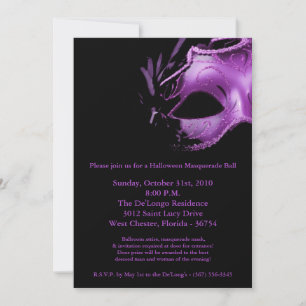 5x7 Halloween Masquerade Ball Mask Invitation