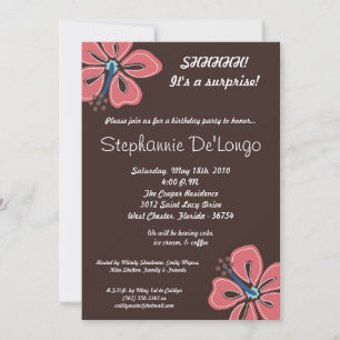 5x7 Hawaiian Hibiscus Flower Birthday Invitation