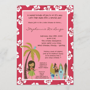 5x7 Hawaiian Luau Baby shower tropical Invitation