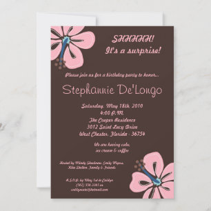5x7 Hibiscus hawaïen Invitation d'anniversaire