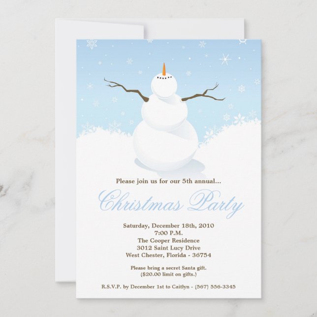 5x7 hiver neige neige neige Invitation Noël (Devant)
