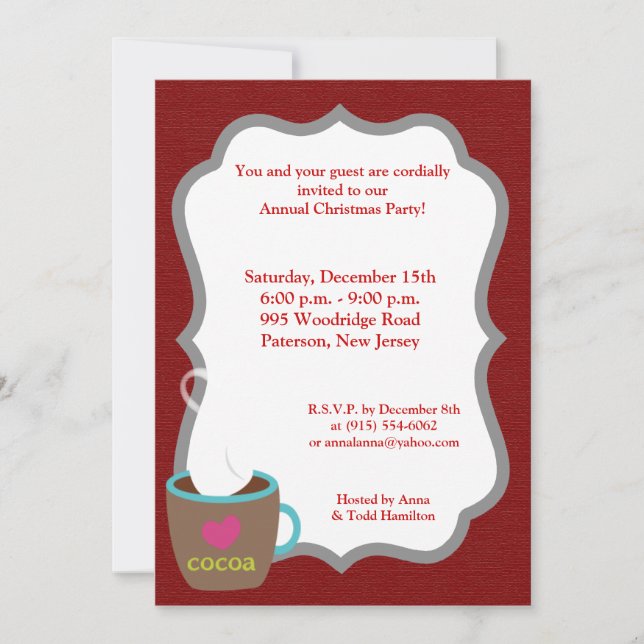 5x7 Hot Cup of Coco Invitation (Front)
