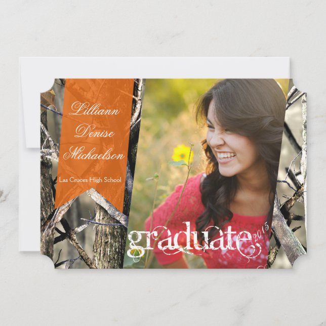 5x7 Hunters Camo Camouflage Senior Announcement (Front)