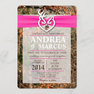 5x7 Hunting Deer Doe Buck Camo Wedding Invitation