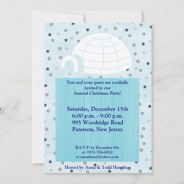 5x7 Icy Igloo Baby Blue Invitation (Front)