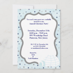 5x7 Icy Igloo Baby Blue Invitation