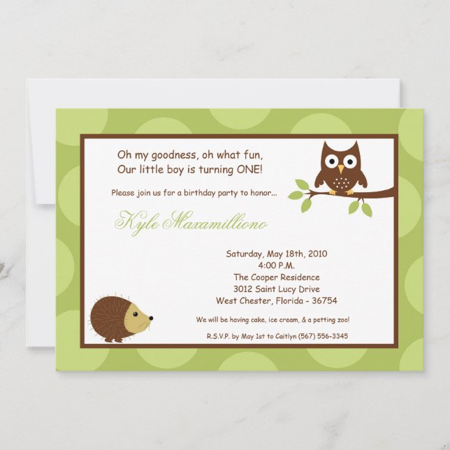 5x7 Invitation à la fête d'anniversaire de la Chou (Devant)