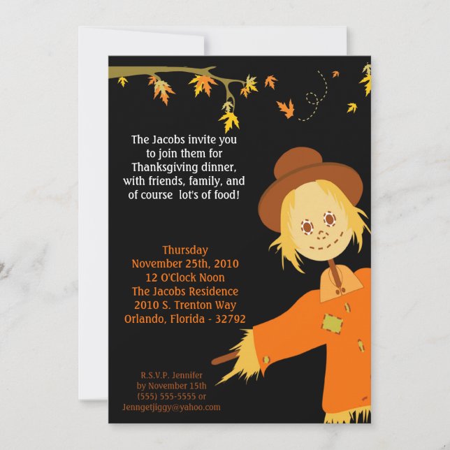 5x7 Invitation à la fête de Thanksgiving d'automne (Devant)