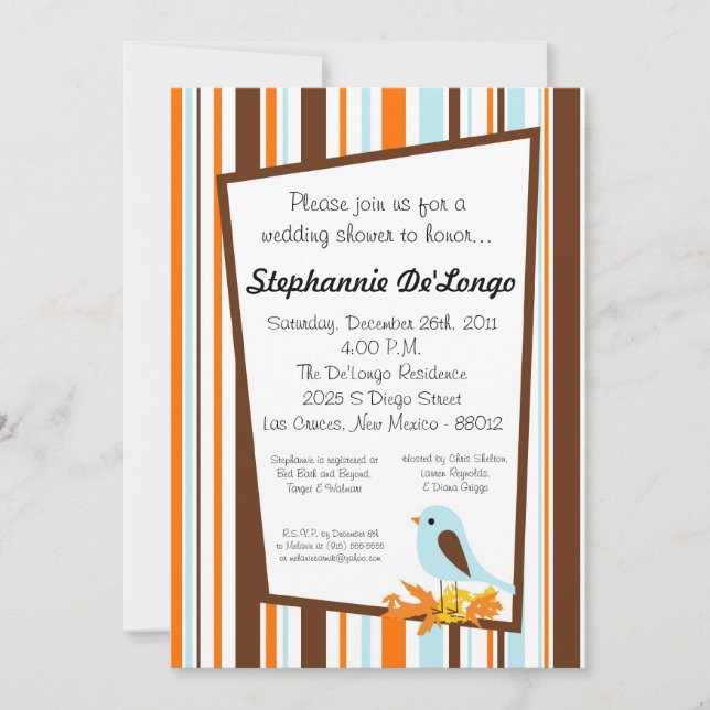 5x7 Invitation au Baby shower animal d'oiseaux for (Devant)