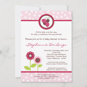 5x7 Invitation au Baby shower de bugs Berry Garden