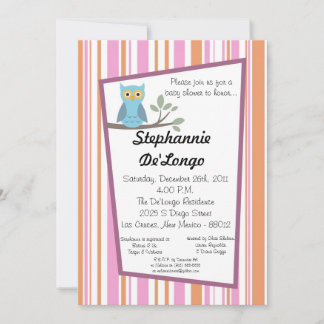 5x7 Invitation Baby shower de Chouette de forêt de