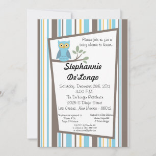 5x7 Invitation Baby shower de Chouette de forêt de
