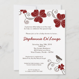 5x7 Invitation Baby shower de fleurs tropicales Lu