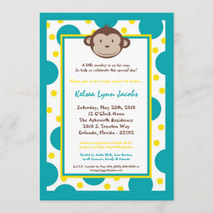 5x7 Invitation Baby shower de singe moisi moderne