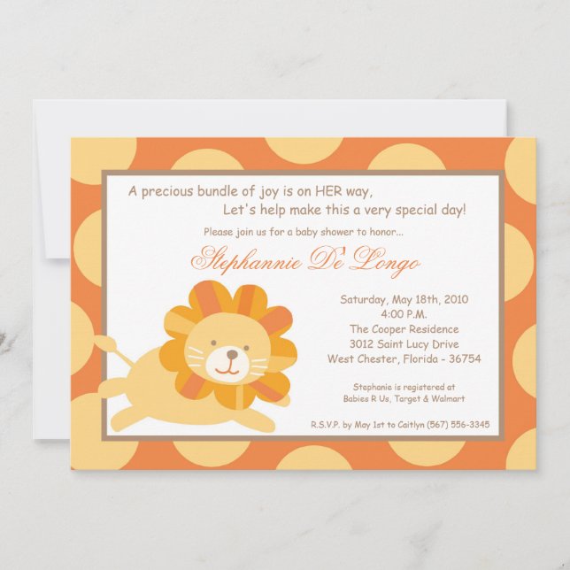 5x7 Invitation Baby shower du roi de la jungle (Devant)