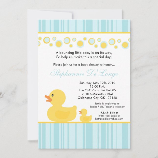 5x7 Invitation Baby shower en caoutchouc jaune (Devant)