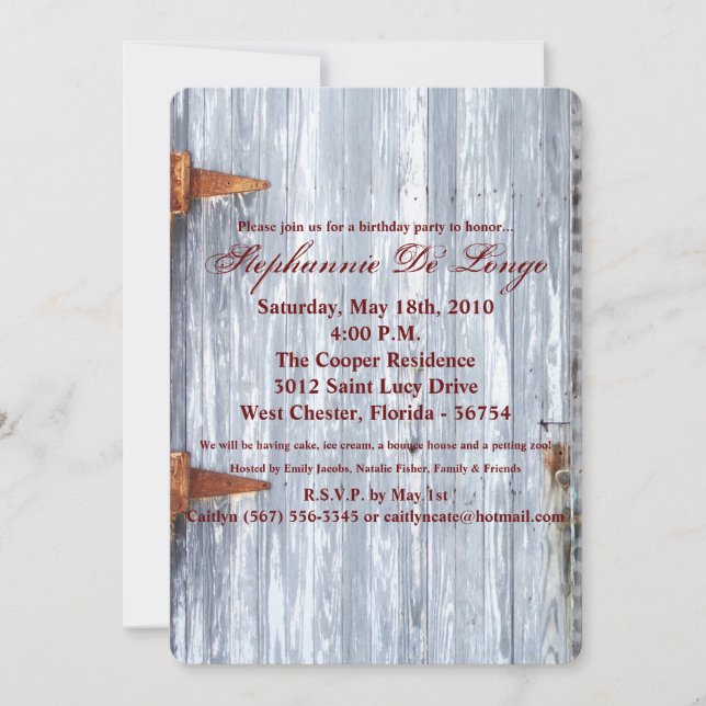 5x7 Invitation d'anniversaire Lave blanche Porte d (Devant)