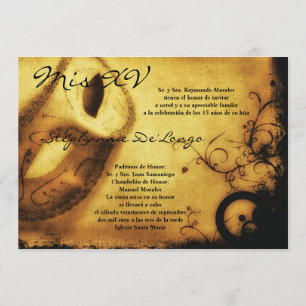 5x7 Invitation d'anniversaire Masquerade Quinceane