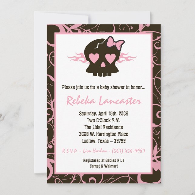 5x7 invitation - invitation punk de baby shower de (Devant)
