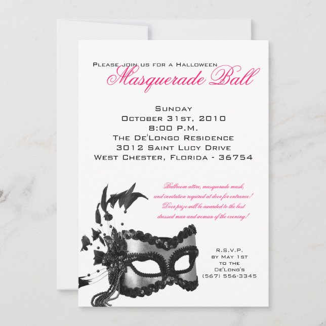 5x7 Invitation Masquerade Ball (Devant)