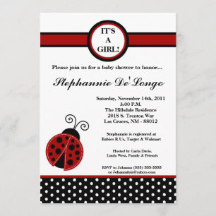 5x7 invitation rouge Girly de baby shower de