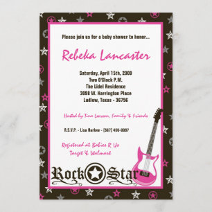 5x7 Invite - Girl Rock Star Baby Shower Invitation