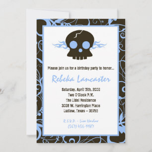 5x7 Invite - Punk Skull Roc Birthday Invitation