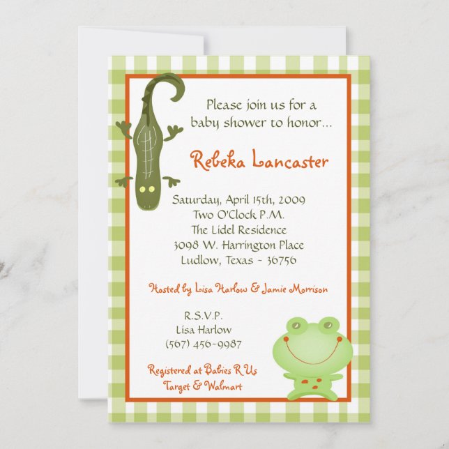 5x7 Invite - Swamp Buddies Baby Shower Invitation (Front)