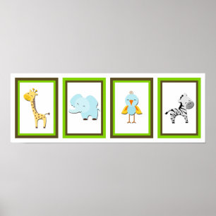 5X7 Jungle Animal Wall Art Collection