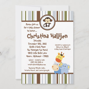 5x7 Jungle Jouer Baby shower Invitation